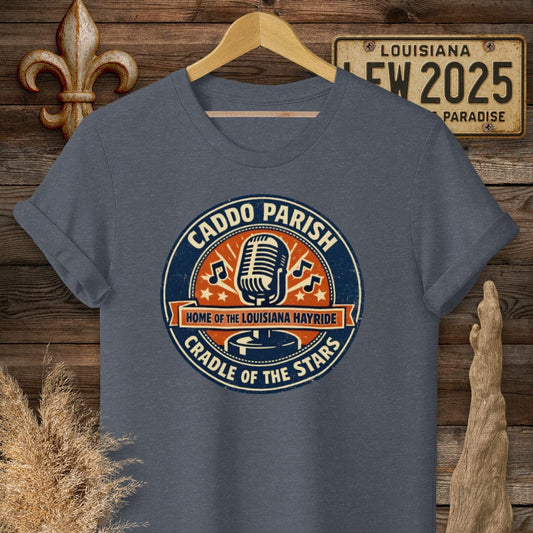S / Heather Navy Louisiana Caddo Parish T-Shirt by Laissez Faire Wear