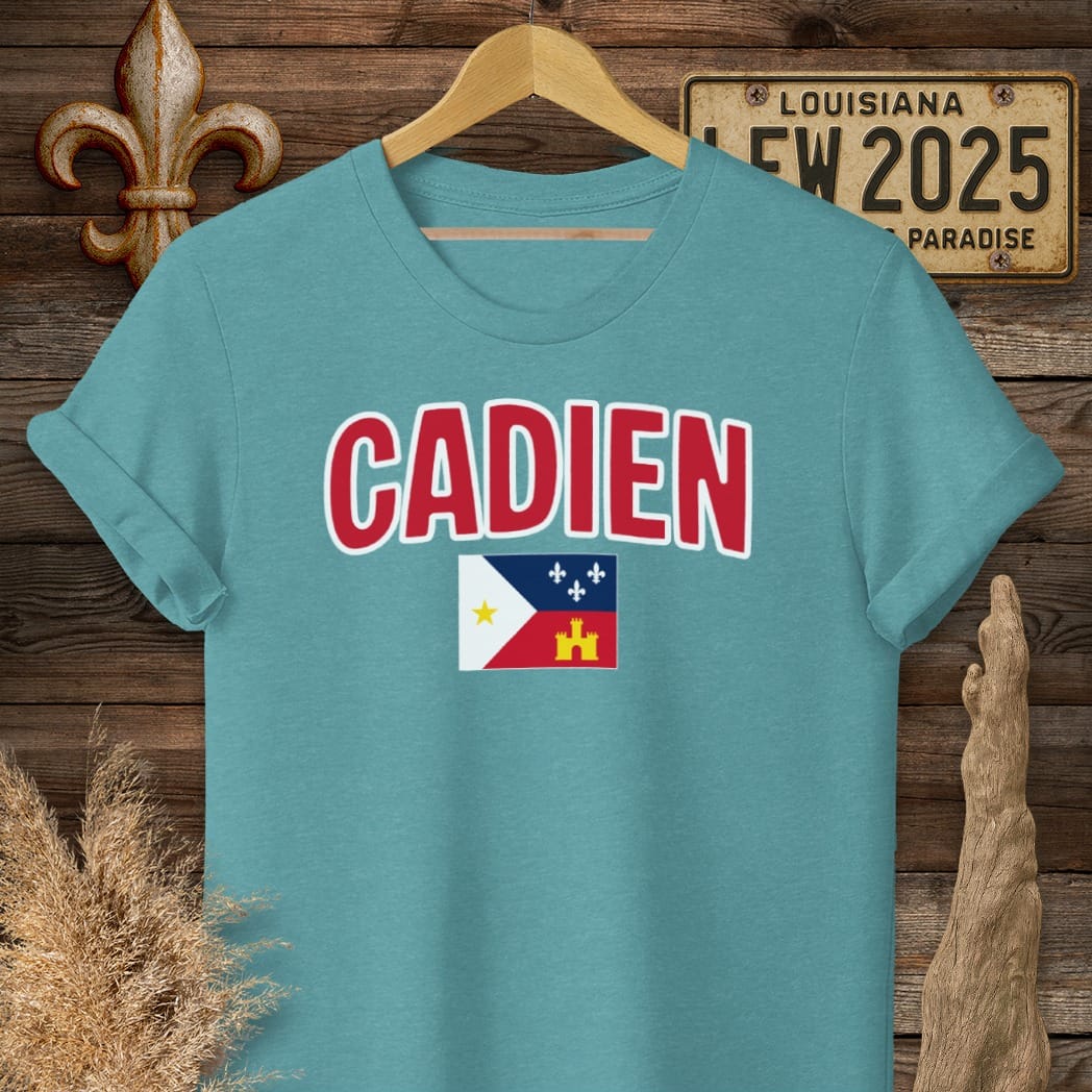 S / Heather Galapagos Blue Louisiana Cadien T-Shirt by Laissez Faire Wear