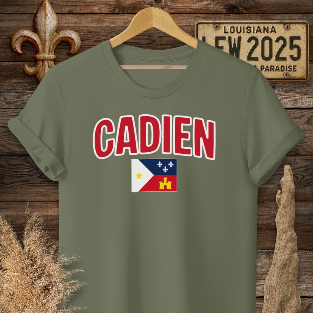 S / Military Green Louisiana Cadien T-Shirt by Laissez Faire Wear