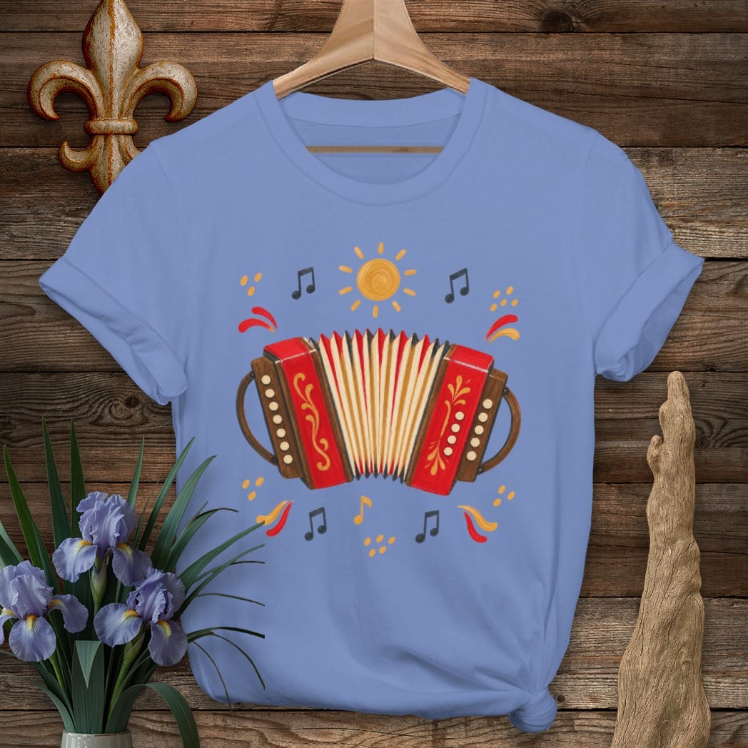 S / Iris Louisiana Cajun Accordion T-Shirt by Laissez Faire Wear