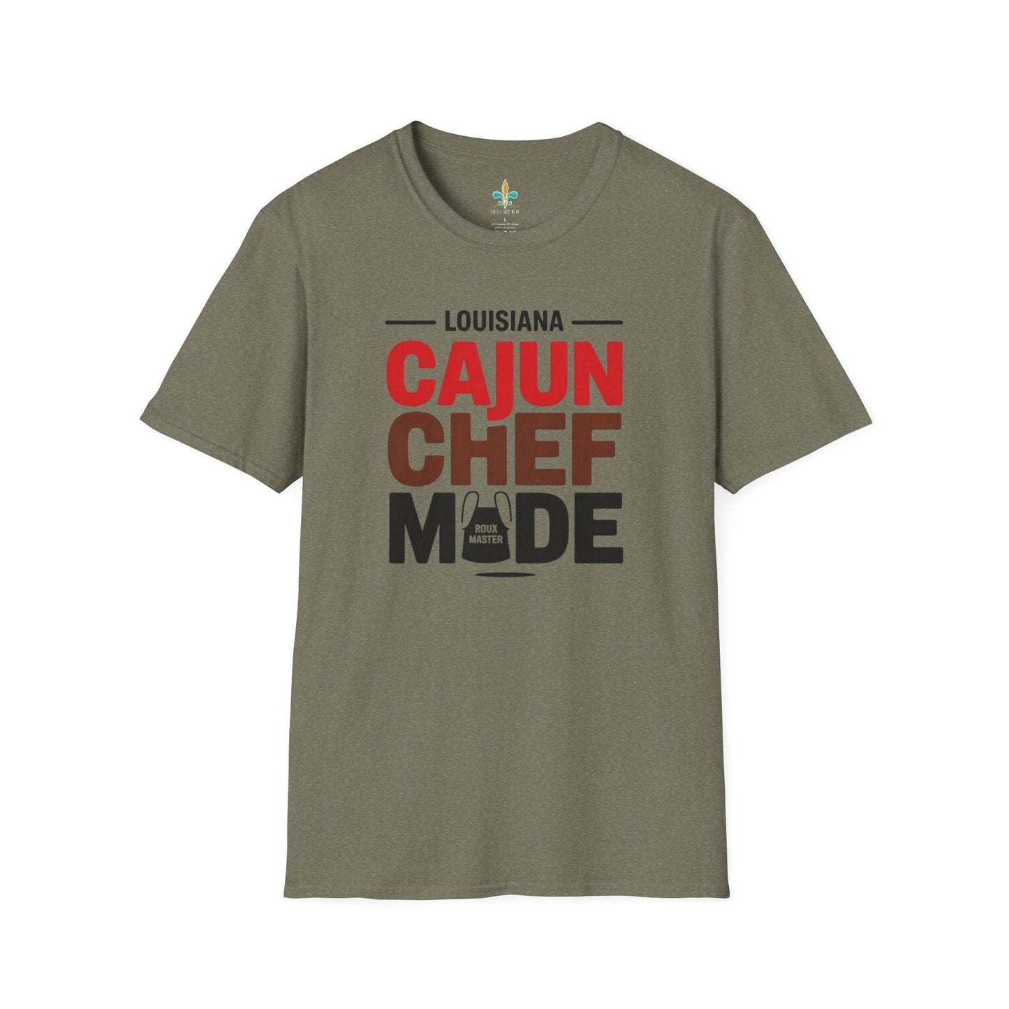 Heather Military Green / S Louisiana "Cajun Chef Mode" – Bold Louisiana Cooking T-Shirt by Laissez Faire Wear