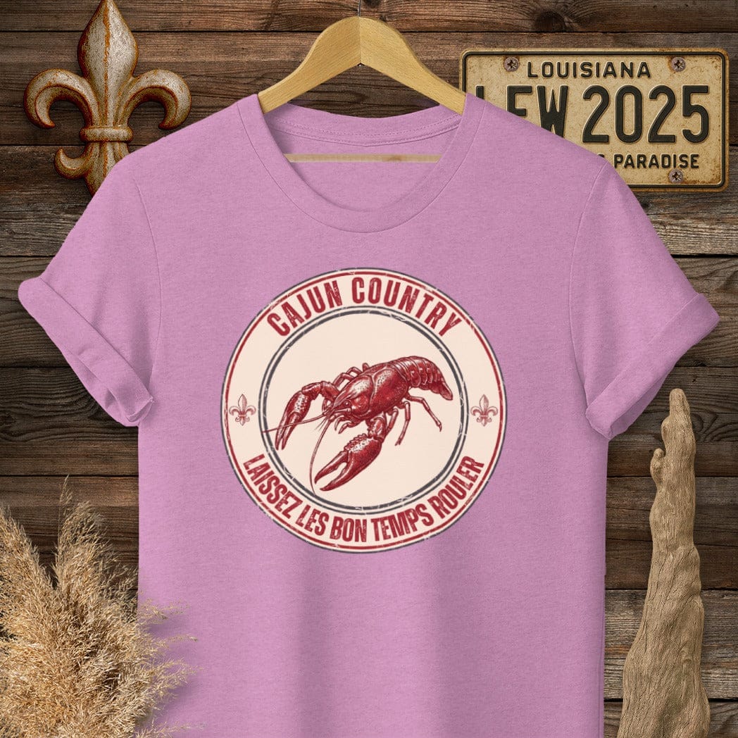 S / Heather Radiant Orchid Louisiana Cajun Country T-Shirt by Laissez Faire Wear