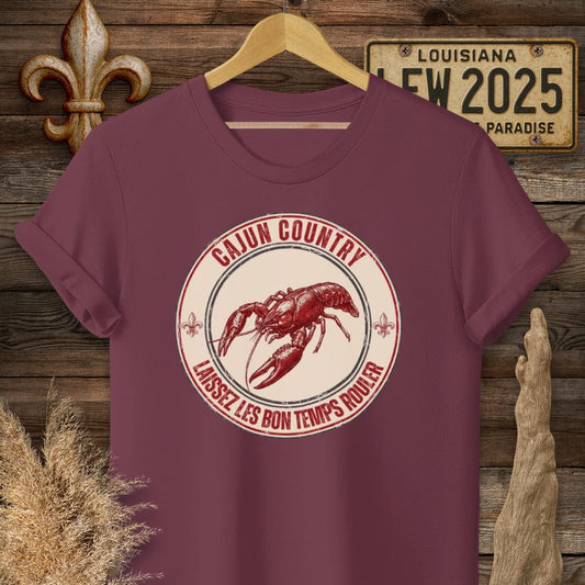 S / Maroon Louisiana Cajun Country T-Shirt by Laissez Faire Wear