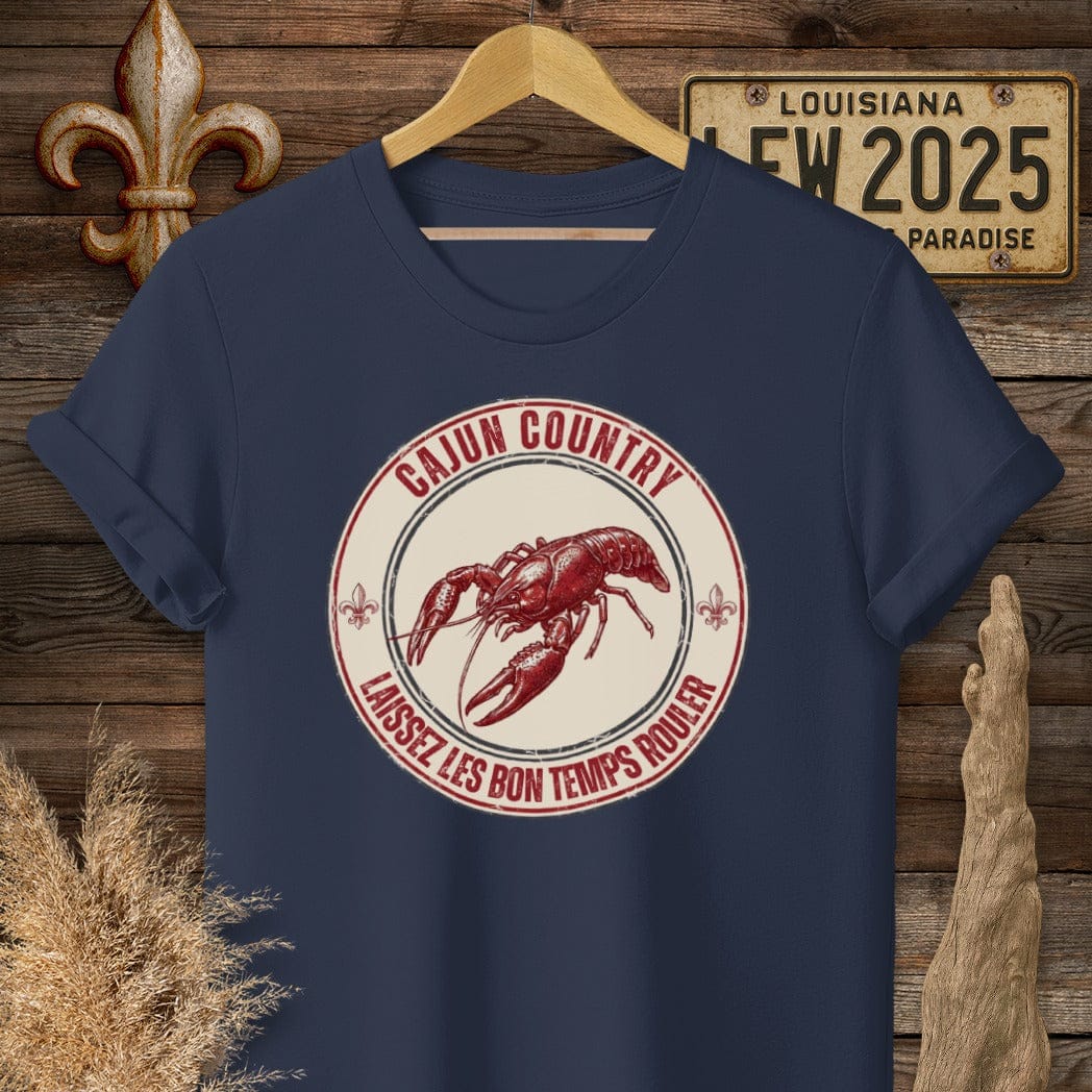 S / Navy Louisiana Cajun Country T-Shirt by Laissez Faire Wear