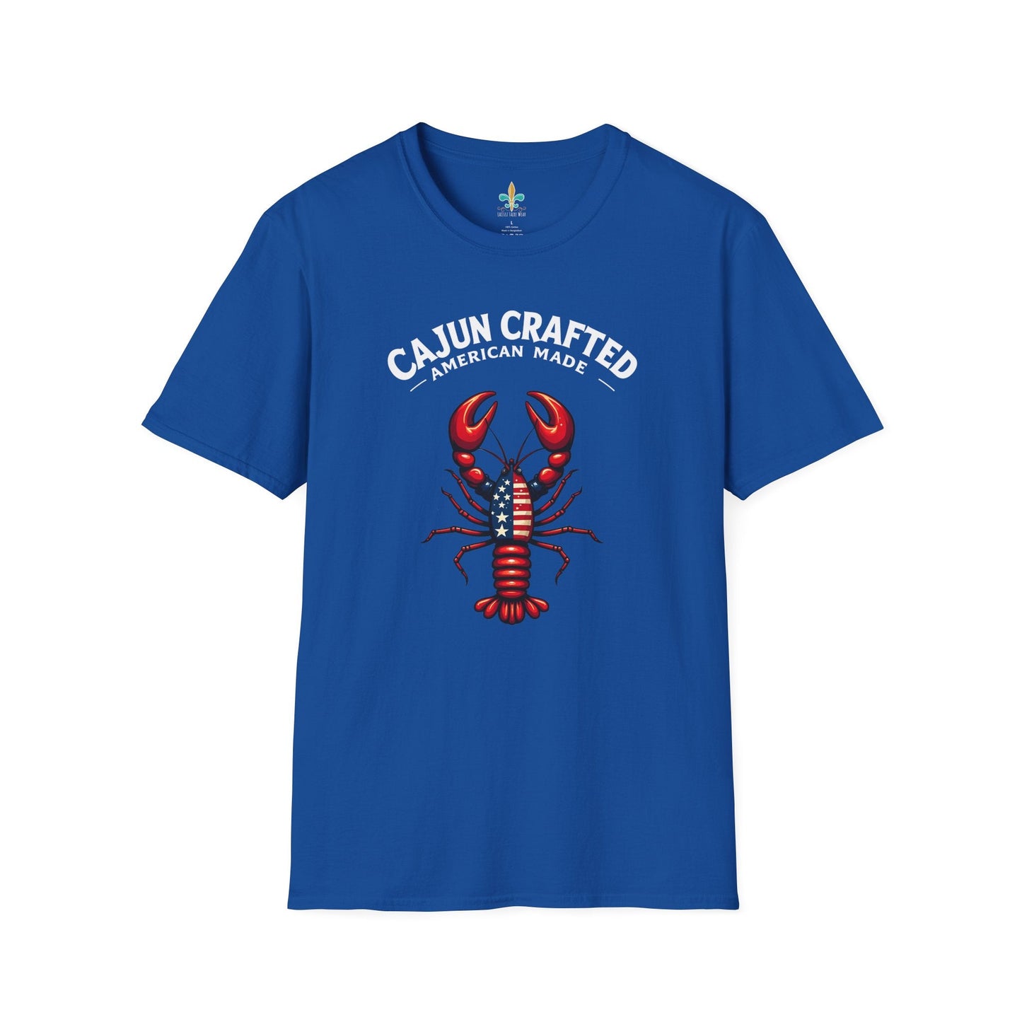Royal / S Louisiana "Cajun Crafted, American Made" Patriotic Crawfish T-Shirt by Laissez Faire Wear