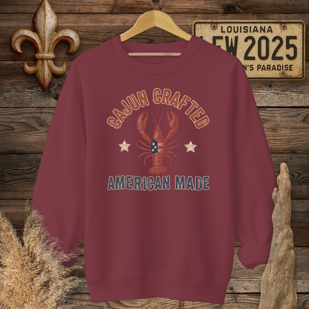 S / Garnet Louisiana Cajun Crafted, American Made Patriotic Sweatshirt by Laissez Faire Wear