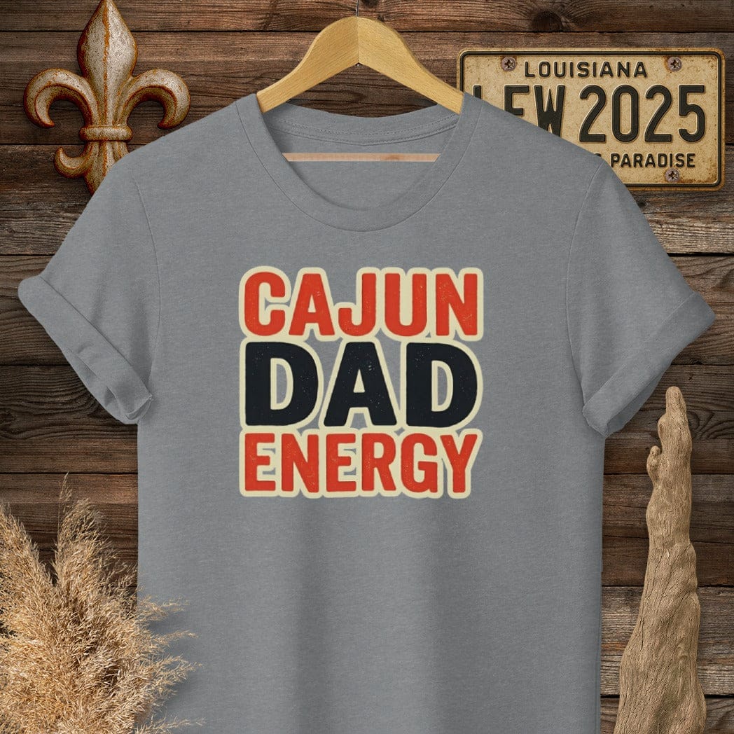 S / Graphite Heather Louisiana Cajun Dad Energy T-Shirt by Laissez Faire Wear