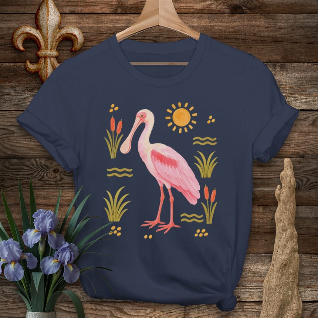 S / Navy Louisiana Cajun Flamingo T-Shirt by Laissez Faire Wear