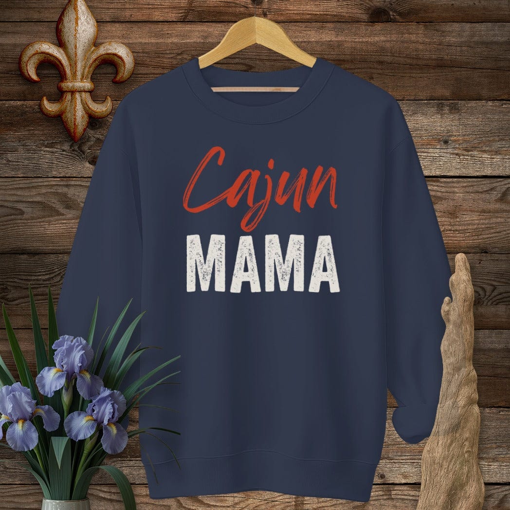 S / Navy Louisiana Cajun Mama Sweatshirt by Laissez Faire Wear
