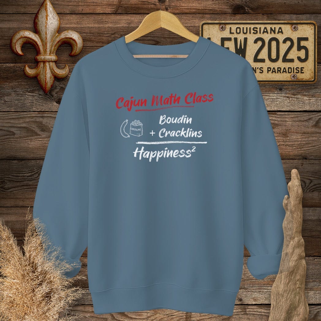 S / Indigo Blue Louisiana Cajun Math Class - Happiness Sweatshirt by Laissez Faire Wear