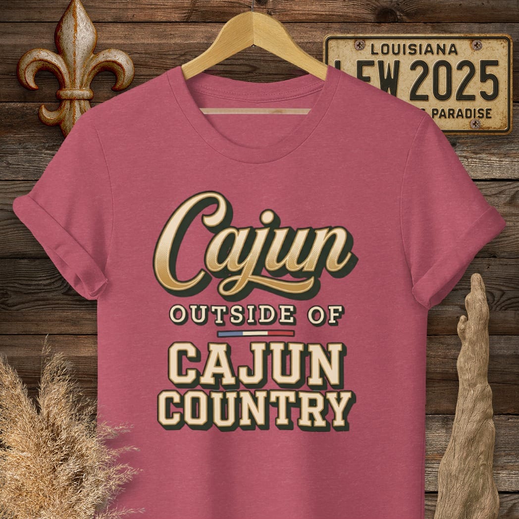 S / Heather Cardinal Louisiana Cajun Outside Cajun Country T-Shirt by Laissez Faire Wear
