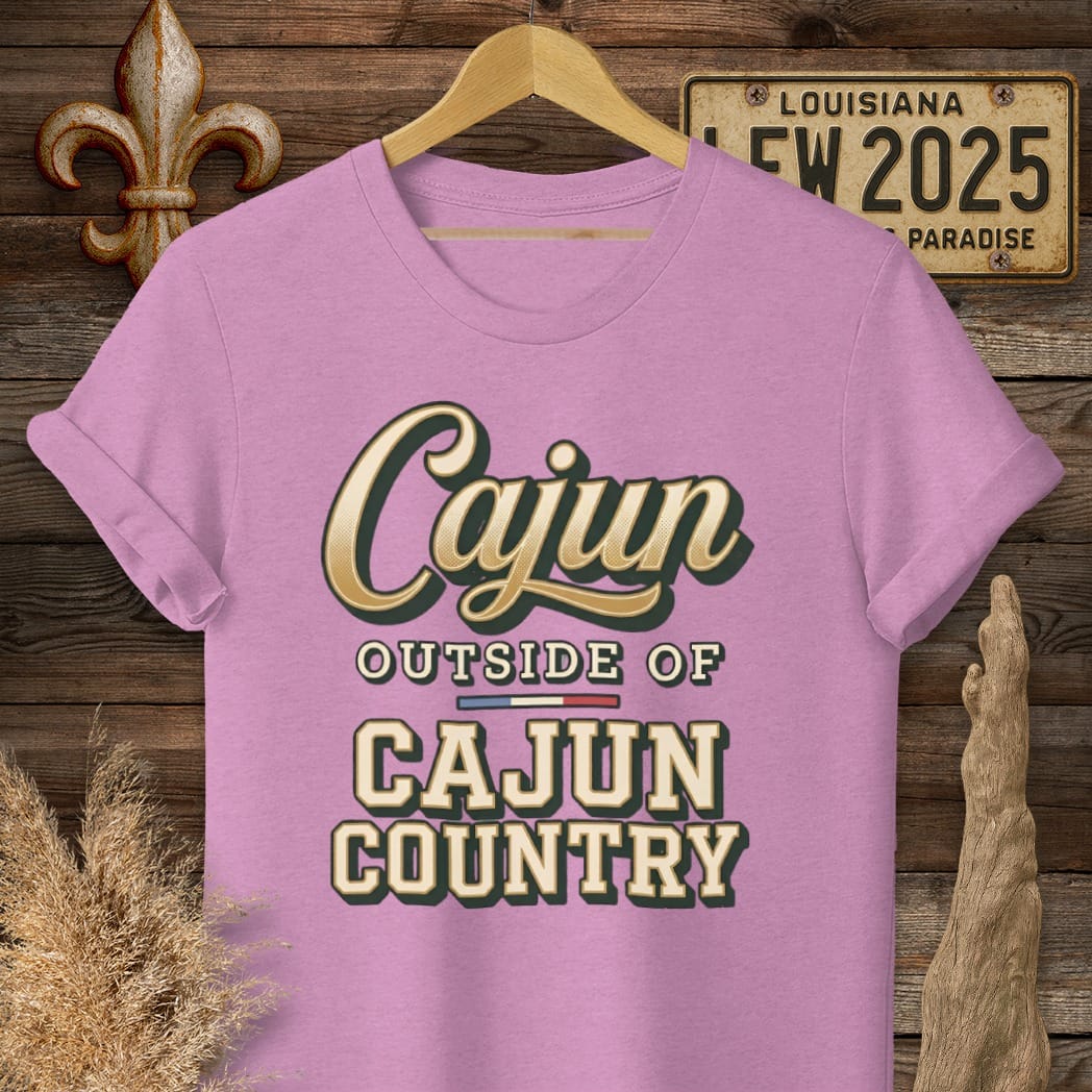 S / Heather Radiant Orchid Louisiana Cajun Outside Cajun Country T-Shirt by Laissez Faire Wear
