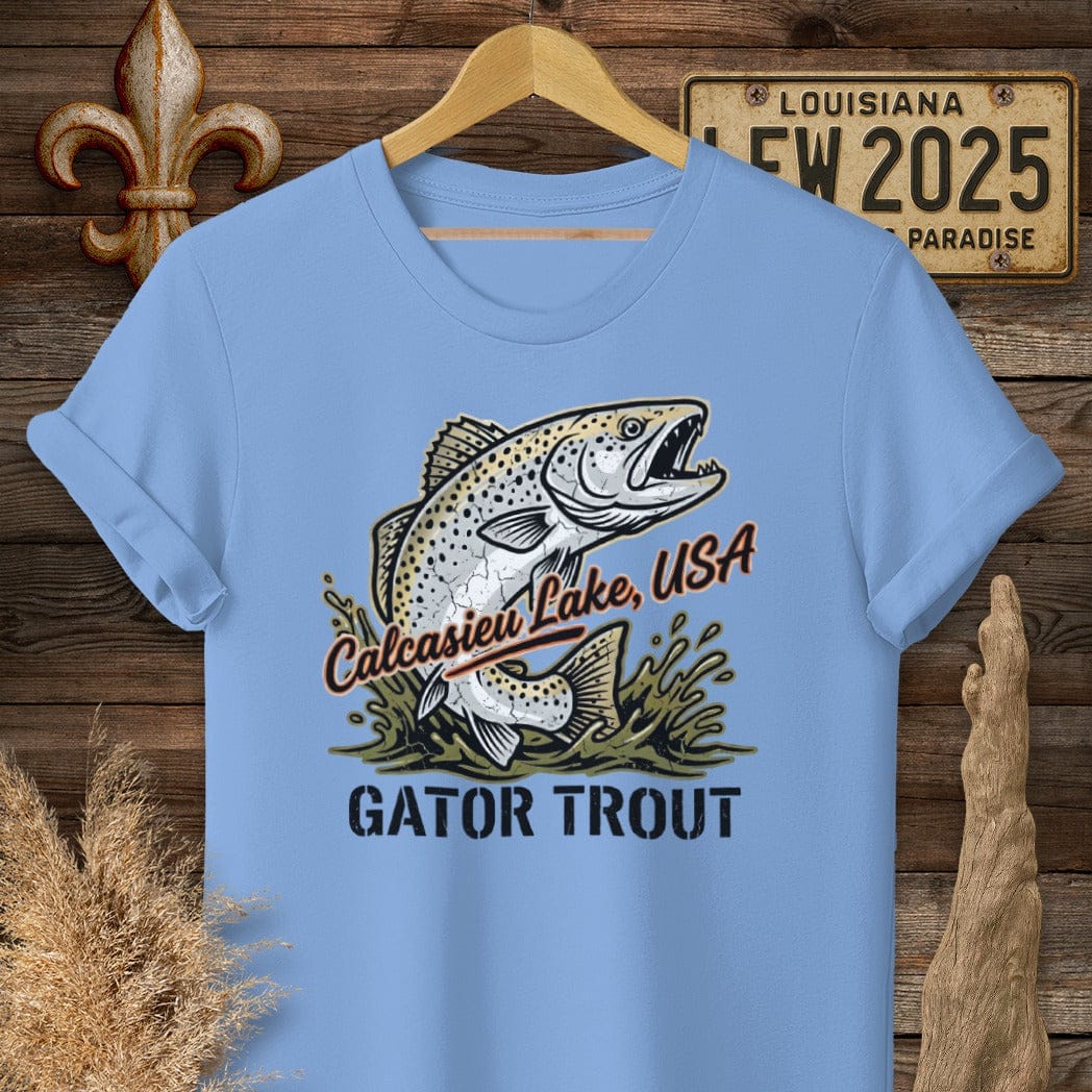 S / Carolina Blue Louisiana Calcasieu Lake T-Shirt by Laissez Faire Wear
