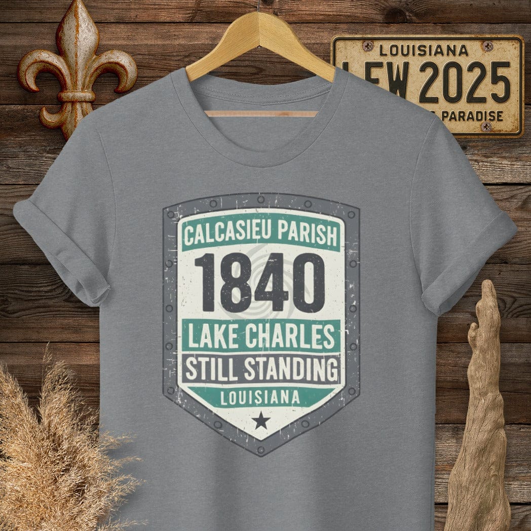 S / Graphite Heather Louisiana Calcasieu Parish T-Shirt by Laissez Faire Wear