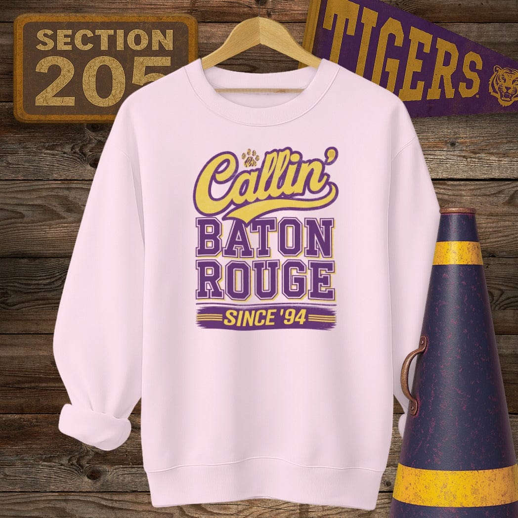 S / Light Pink Louisiana Callin' Baton Rouge Game Day Sweatshirt by Laissez Faire Wear