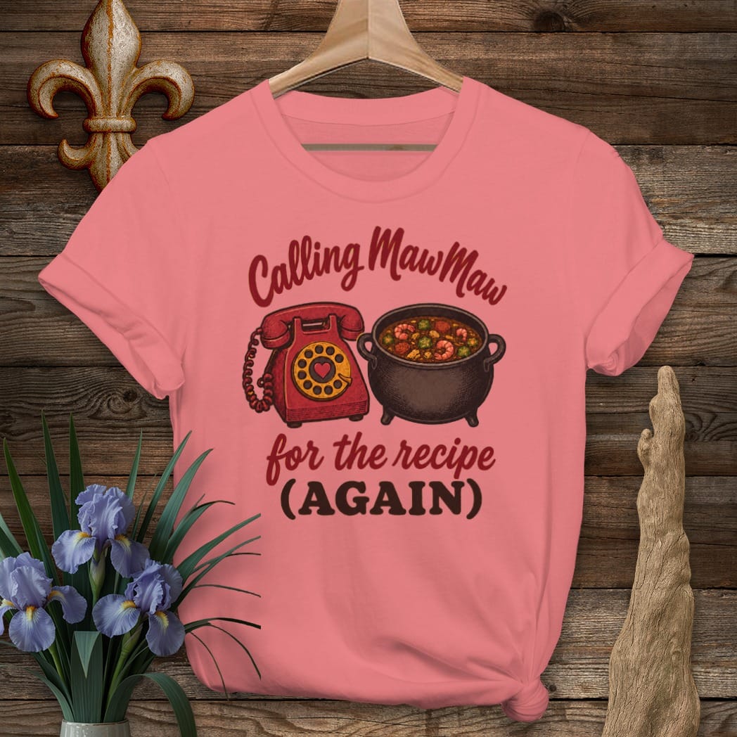 S / Coral Silk Louisiana Calling MawMaw T-Shirt by Laissez Faire Wear