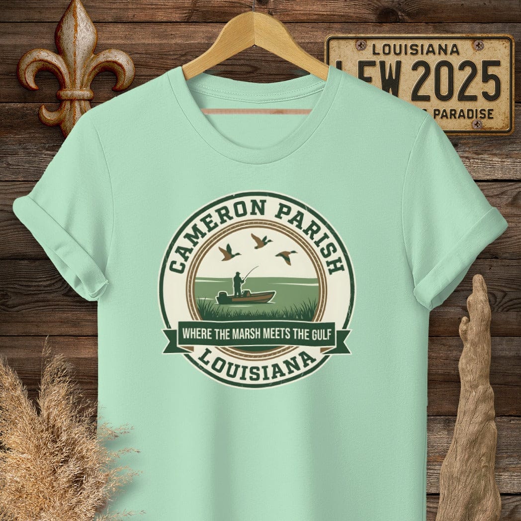 S / Mint Green Louisiana Cameron Parish T-Shirt by Laissez Faire Wear