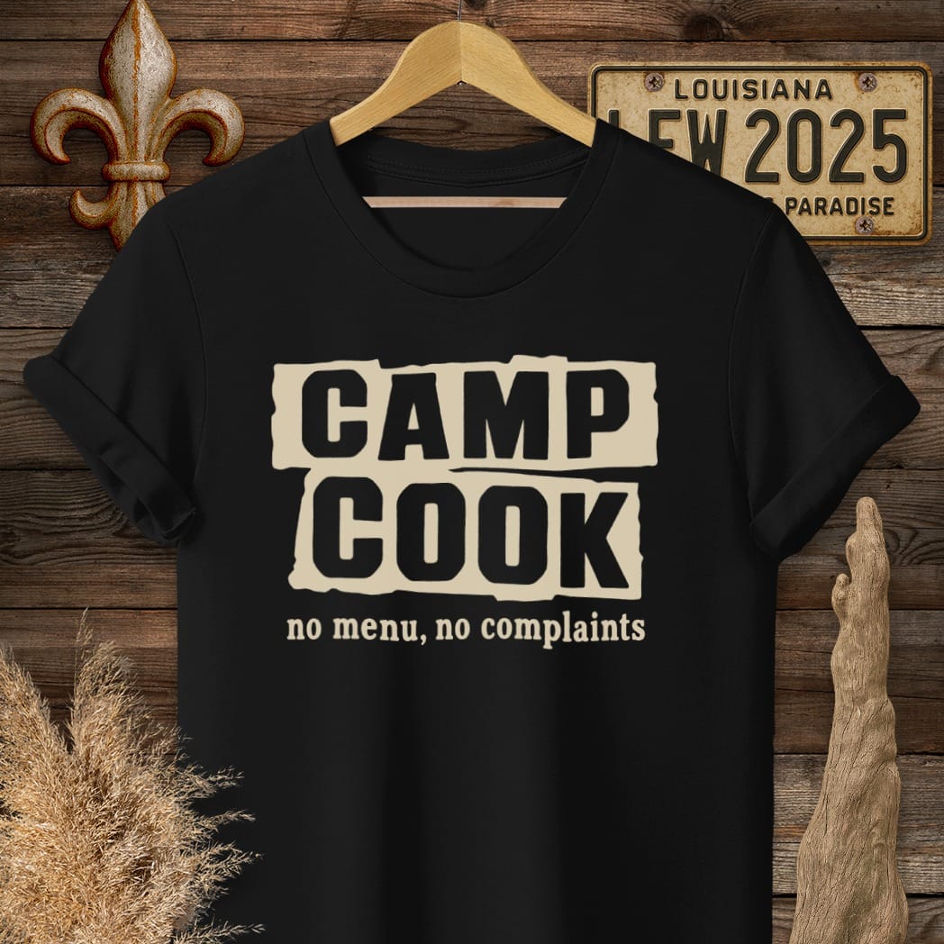 S / Black Louisiana Camp Cook T-Shirt by Laissez Faire Wear