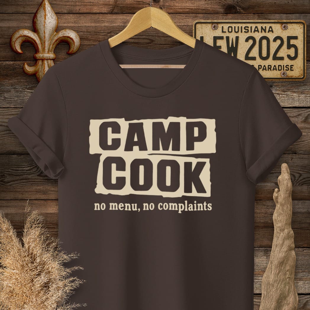 S / Dark Chocolate Louisiana Camp Cook T-Shirt by Laissez Faire Wear