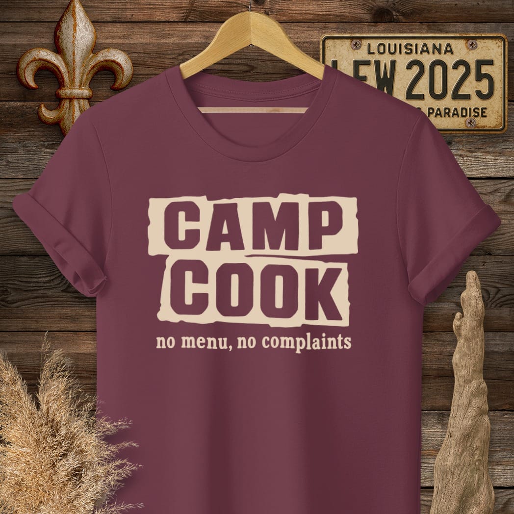 S / Maroon Louisiana Camp Cook T-Shirt by Laissez Faire Wear