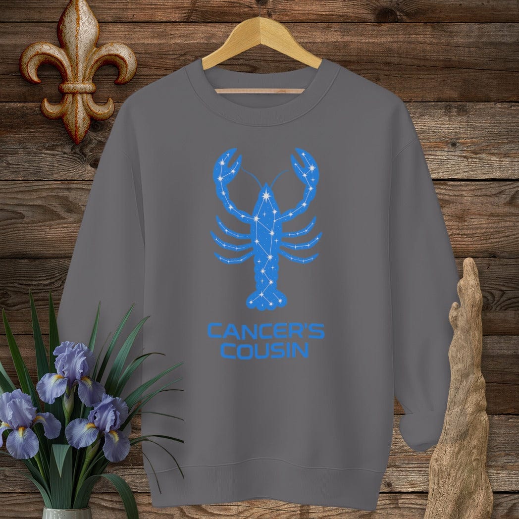 S / Charcoal Louisiana Cancer's Cousin Zodiac Sweatshirt by Laissez Faire Wear