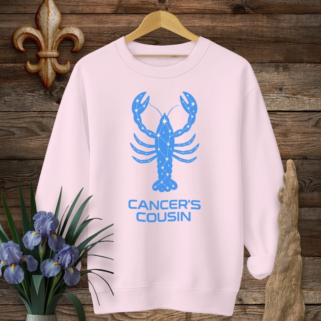 S / Light Pink Louisiana Cancer's Cousin Zodiac Sweatshirt by Laissez Faire Wear
