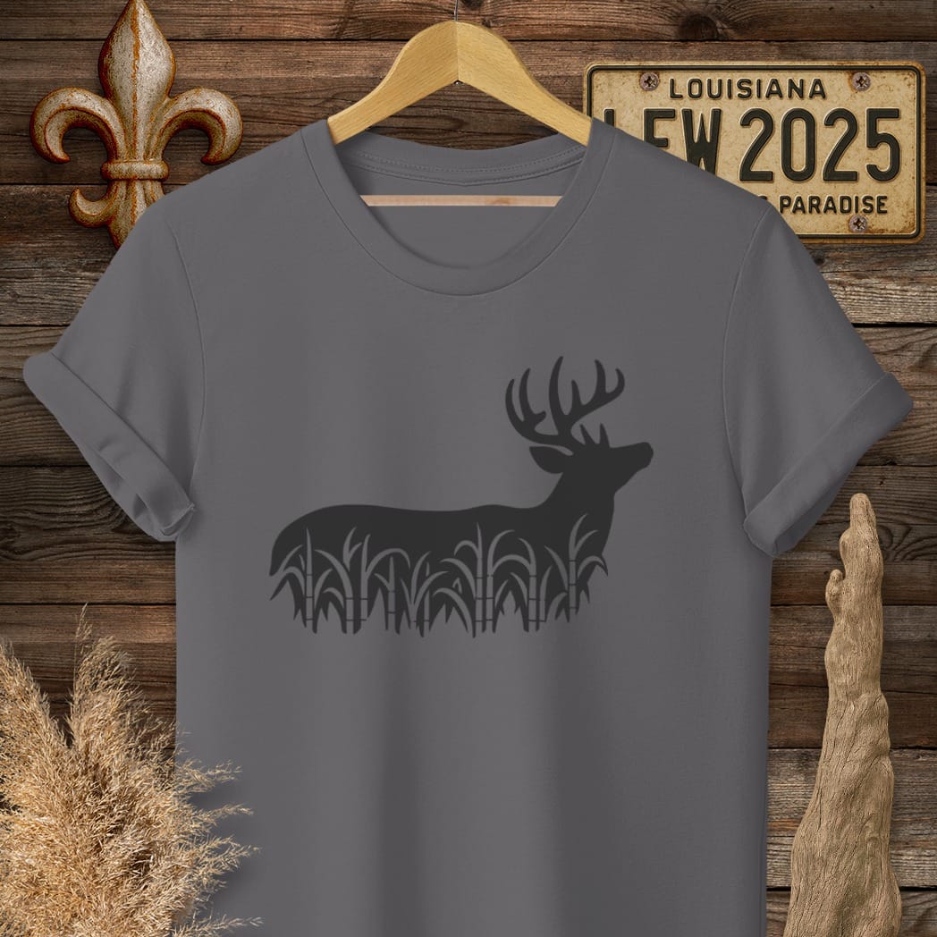 S / Charcoal Louisiana Cane Field Buck T-Shirt by Laissez Faire Wear