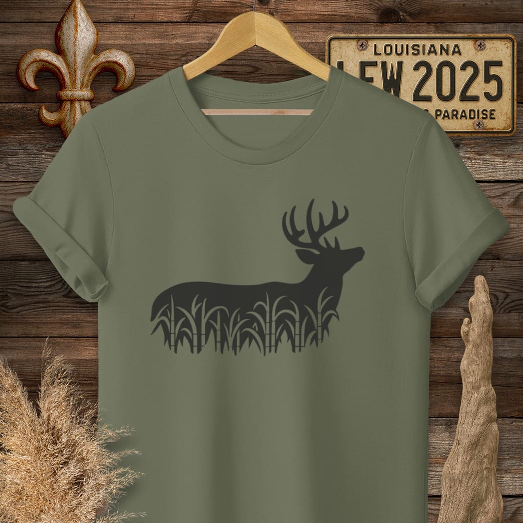 S / Military Green Louisiana Cane Field Buck T-Shirt by Laissez Faire Wear