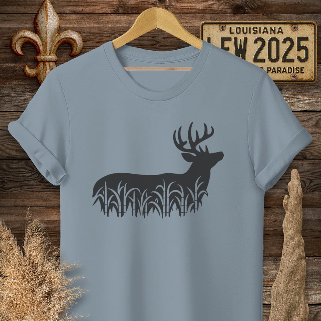 S / Stone Blue Louisiana Cane Field Buck T-Shirt by Laissez Faire Wear