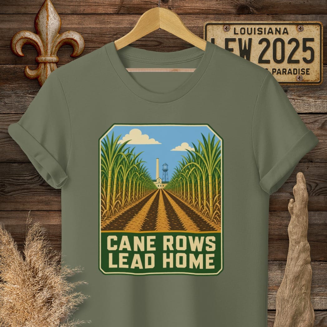 S / Military Green Louisiana Cane Row Home T-Shirt by Laissez Faire Wear