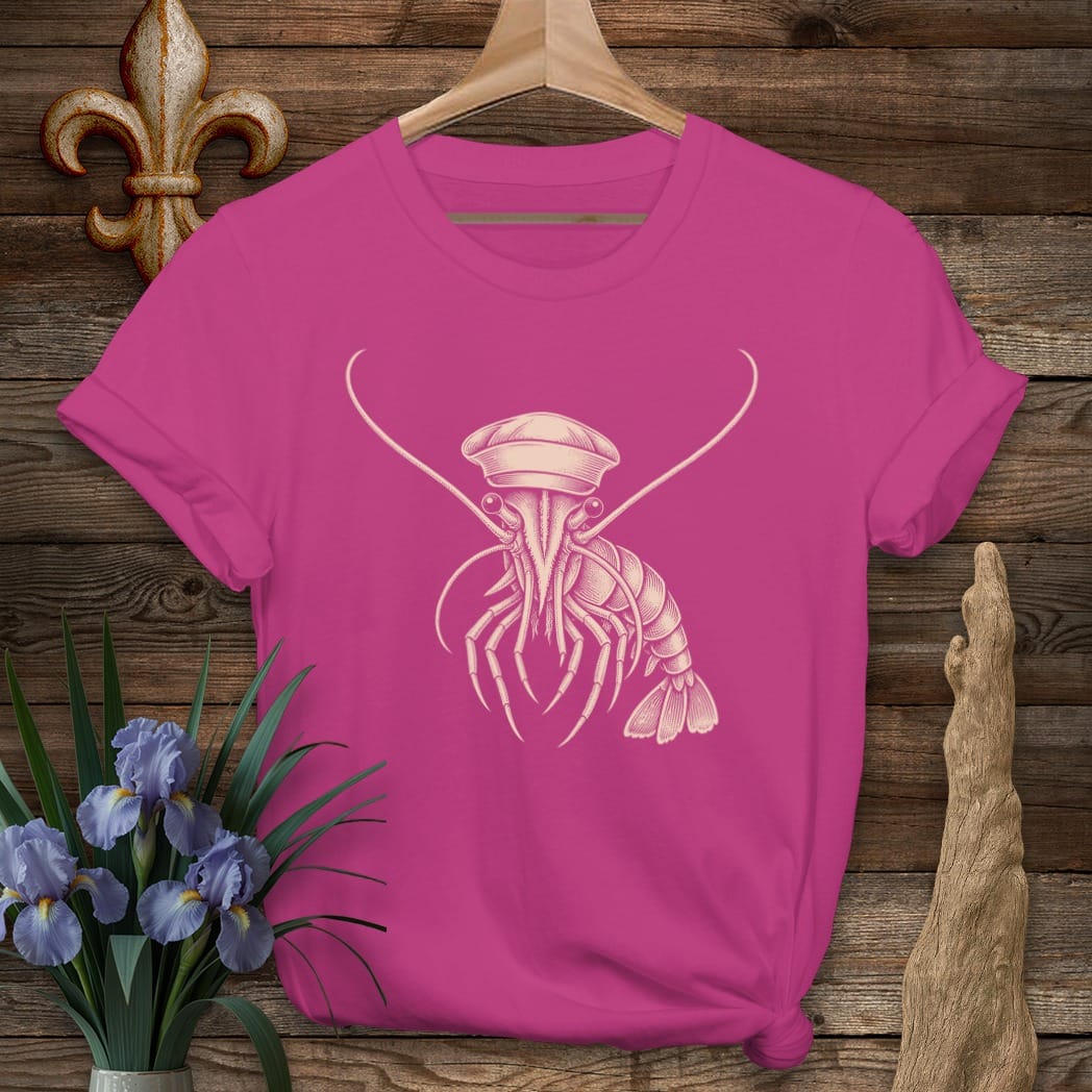 S / Antique Heliconia Louisiana Captain Shrimp T-Shirt by Laissez Faire Wear