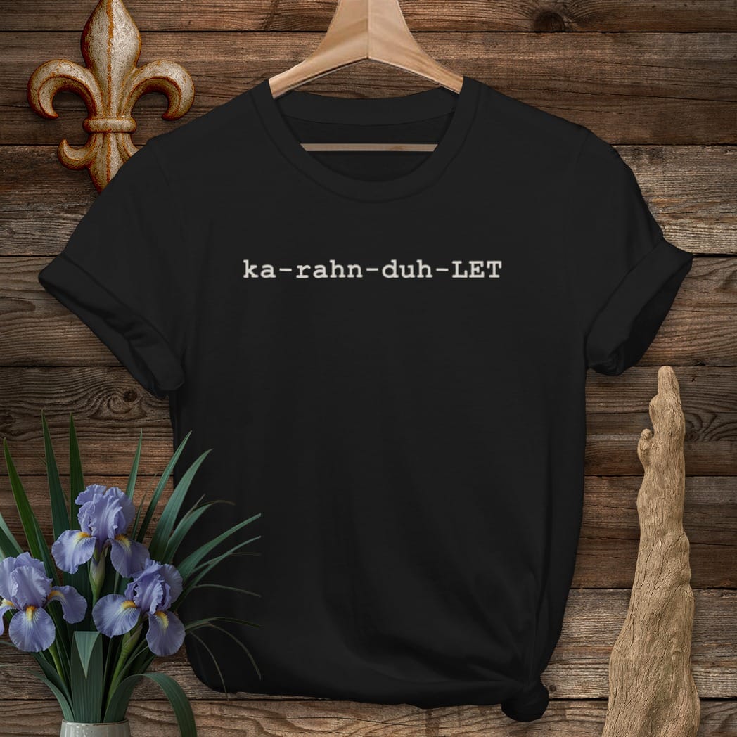 S / Black Louisiana Carondelet Pronunciation T-Shirt by Laissez Faire Wear