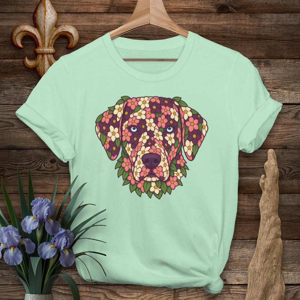 S / Mint Green Louisiana Catahoula in Crepe Myrtle T-Shirt by Laissez Faire Wear