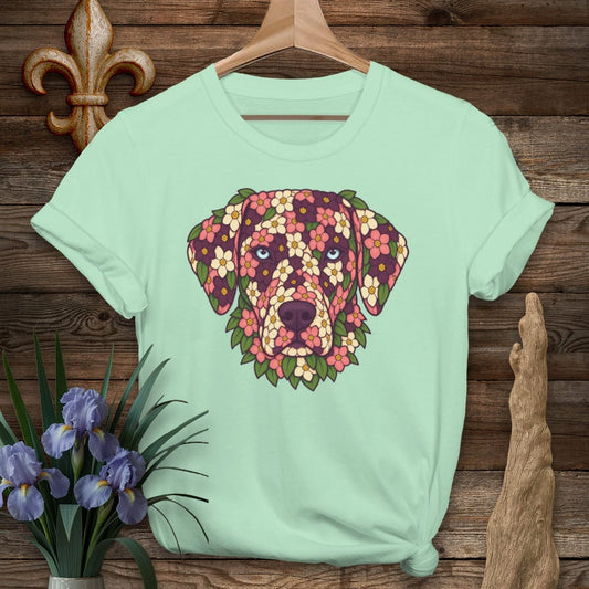 S / Mint Green Louisiana Catahoula in Crepe Myrtle T-Shirt by Laissez Faire Wear