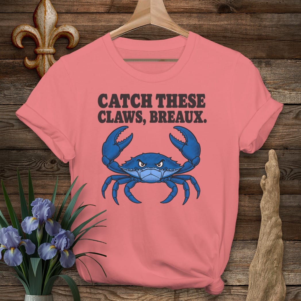 S / Coral Silk Louisiana Catch These Claws Breaux by Laissez Faire Wear