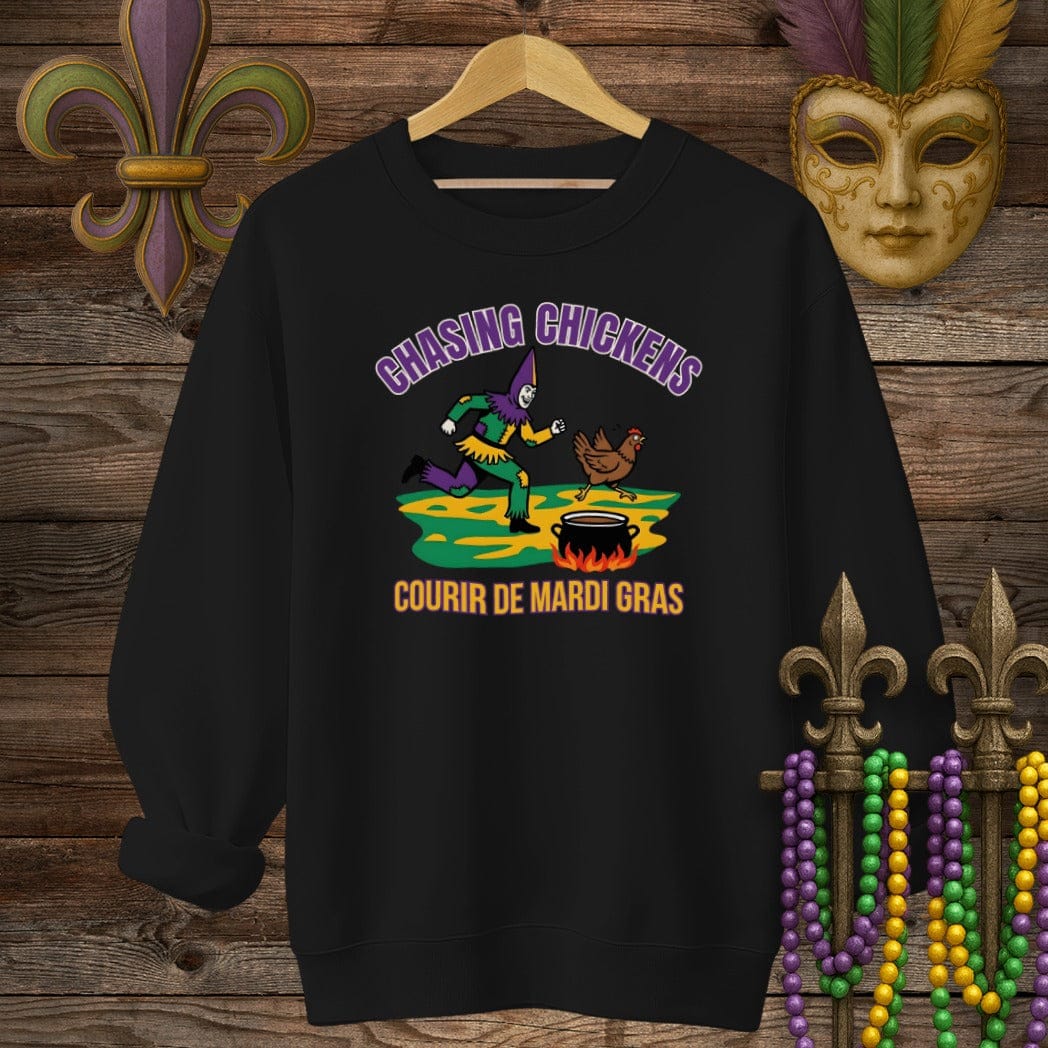 S / Black Louisiana Chasing Chickens Sweatshirt by Laissez Faire Wear