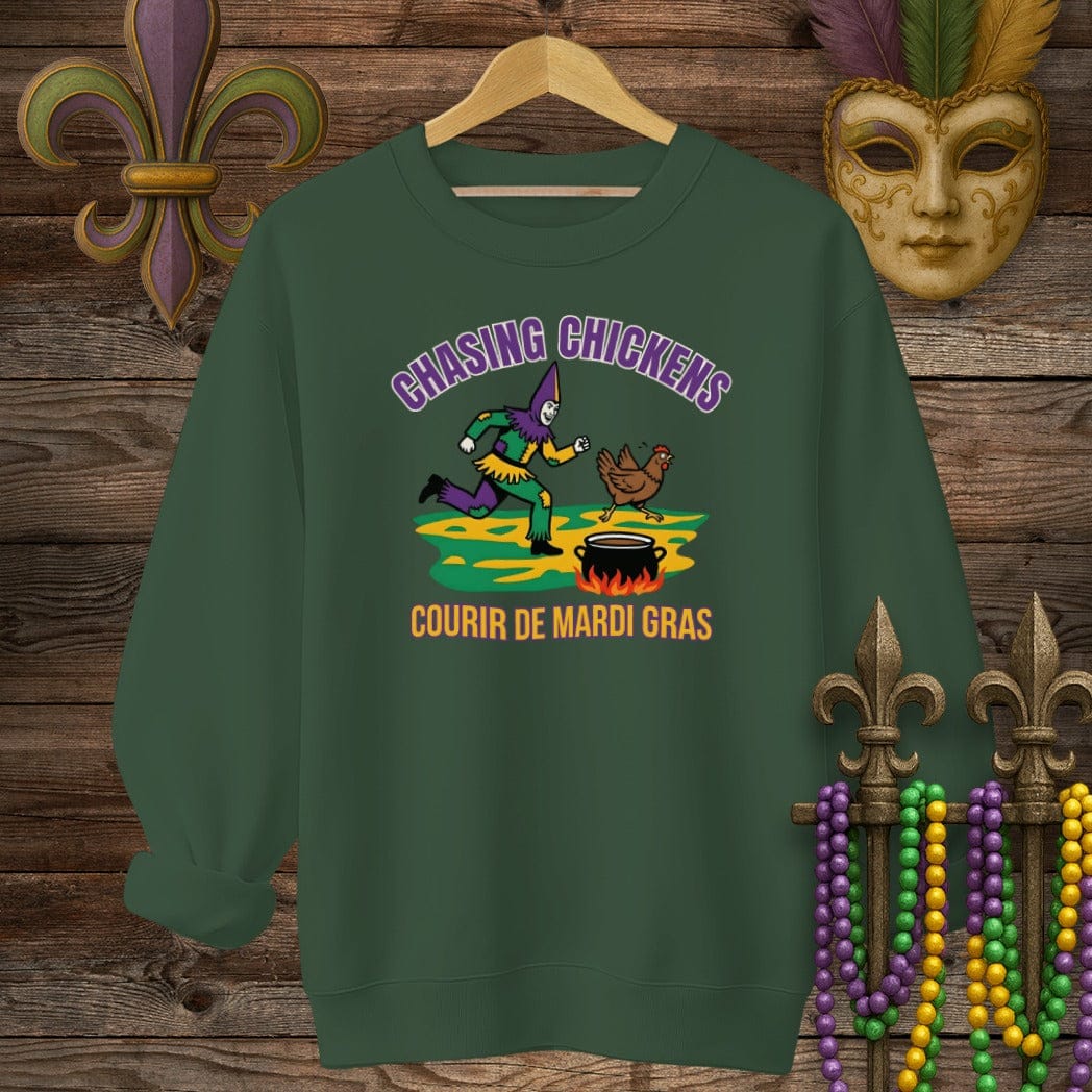 S / Forest Green Louisiana Chasing Chickens Sweatshirt by Laissez Faire Wear