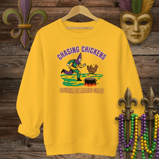 S / Gold Louisiana Chasing Chickens Sweatshirt by Laissez Faire Wear