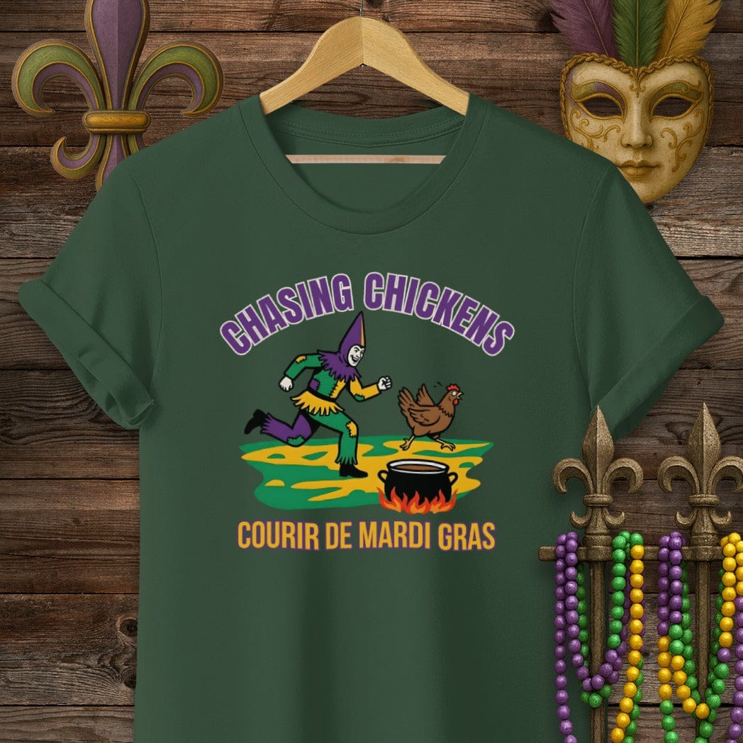 S / Forest Green Louisiana Chasing Chickens T-Shirt by Laissez Faire Wear