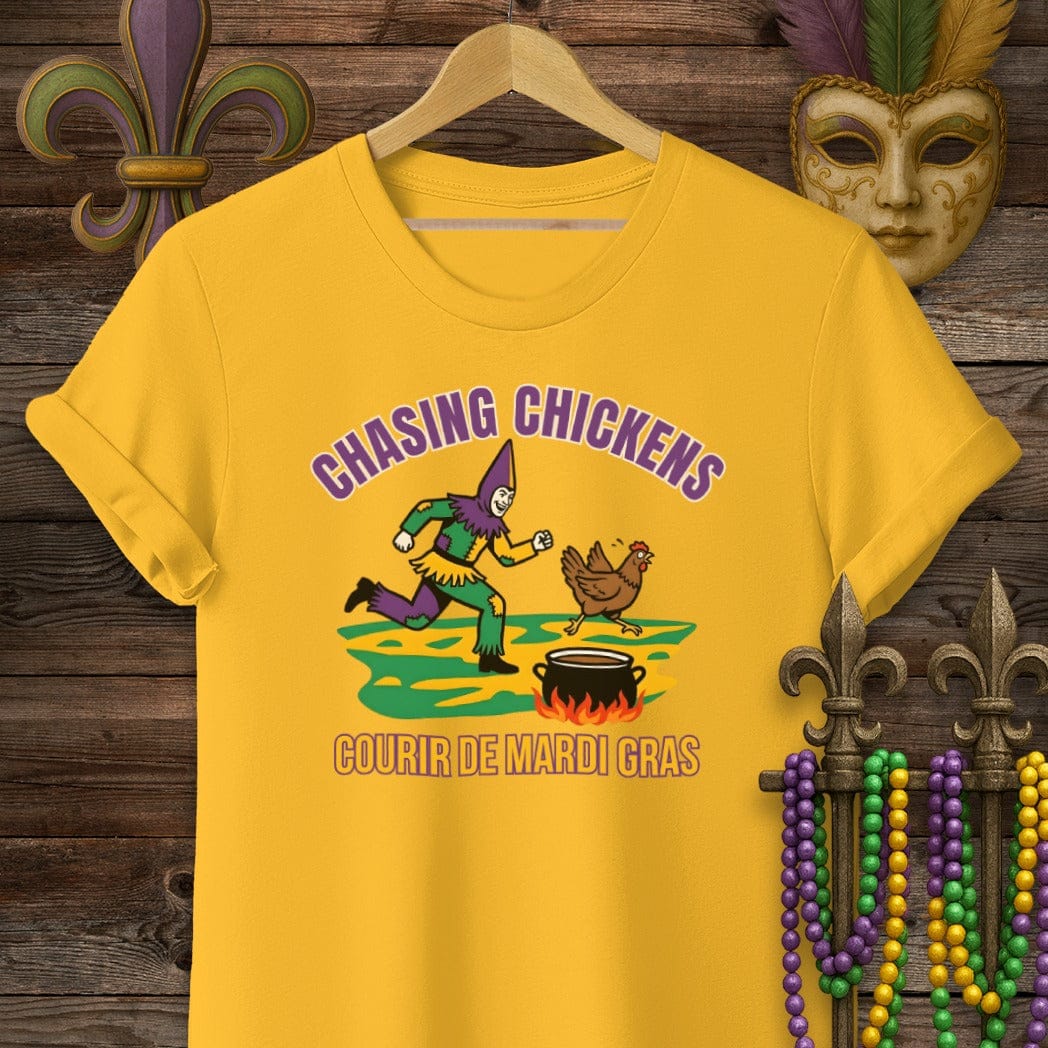 S / Gold Louisiana Chasing Chickens T-Shirt by Laissez Faire Wear