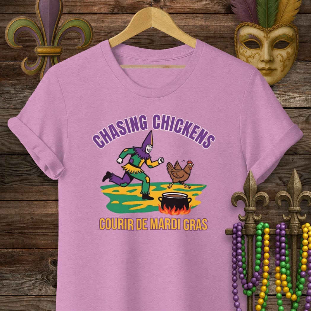 S / Heather Radiant Orchid Louisiana Chasing Chickens T-Shirt by Laissez Faire Wear