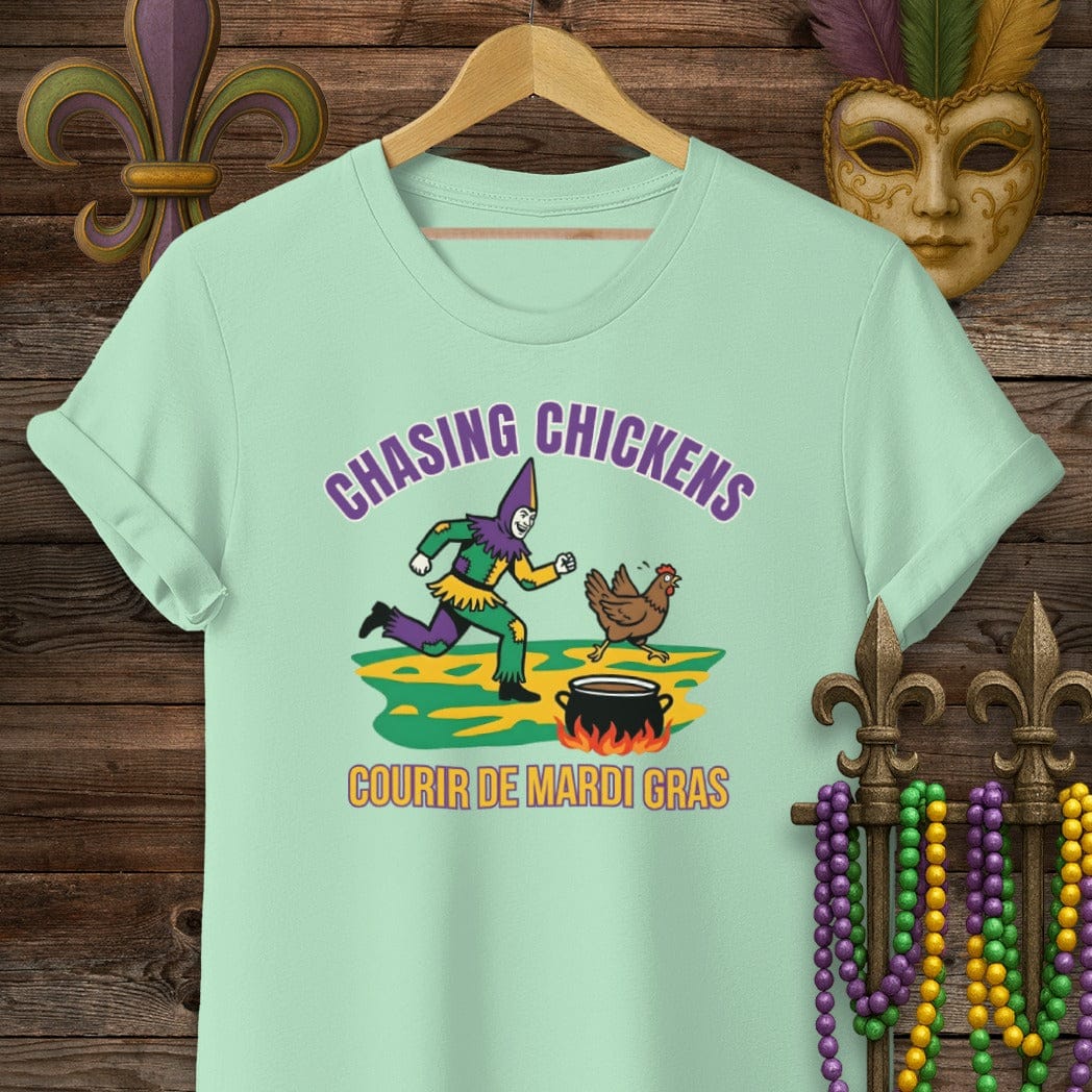 S / Mint Green Louisiana Chasing Chickens T-Shirt by Laissez Faire Wear