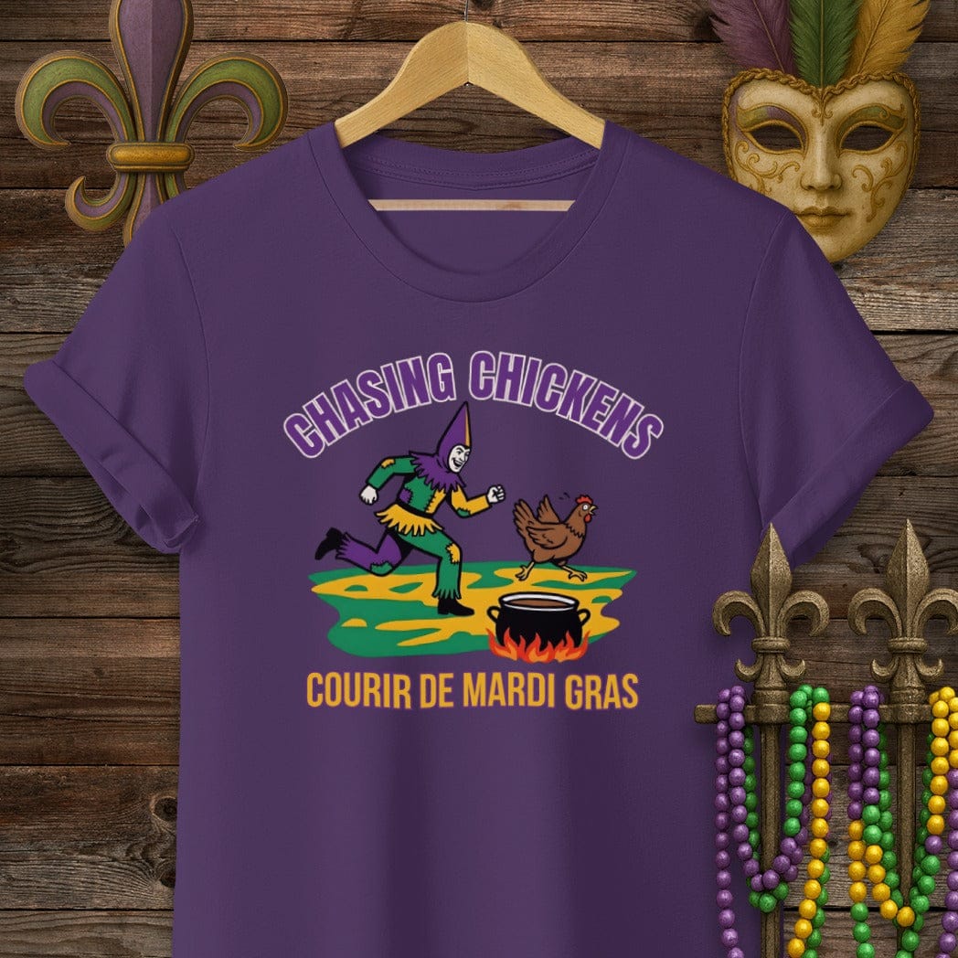 S / Purple Louisiana Chasing Chickens T-Shirt by Laissez Faire Wear