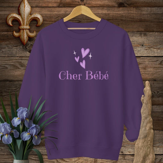 S / Purple Louisiana Cher Bebe Sweatshirt by Laissez Faire Wear