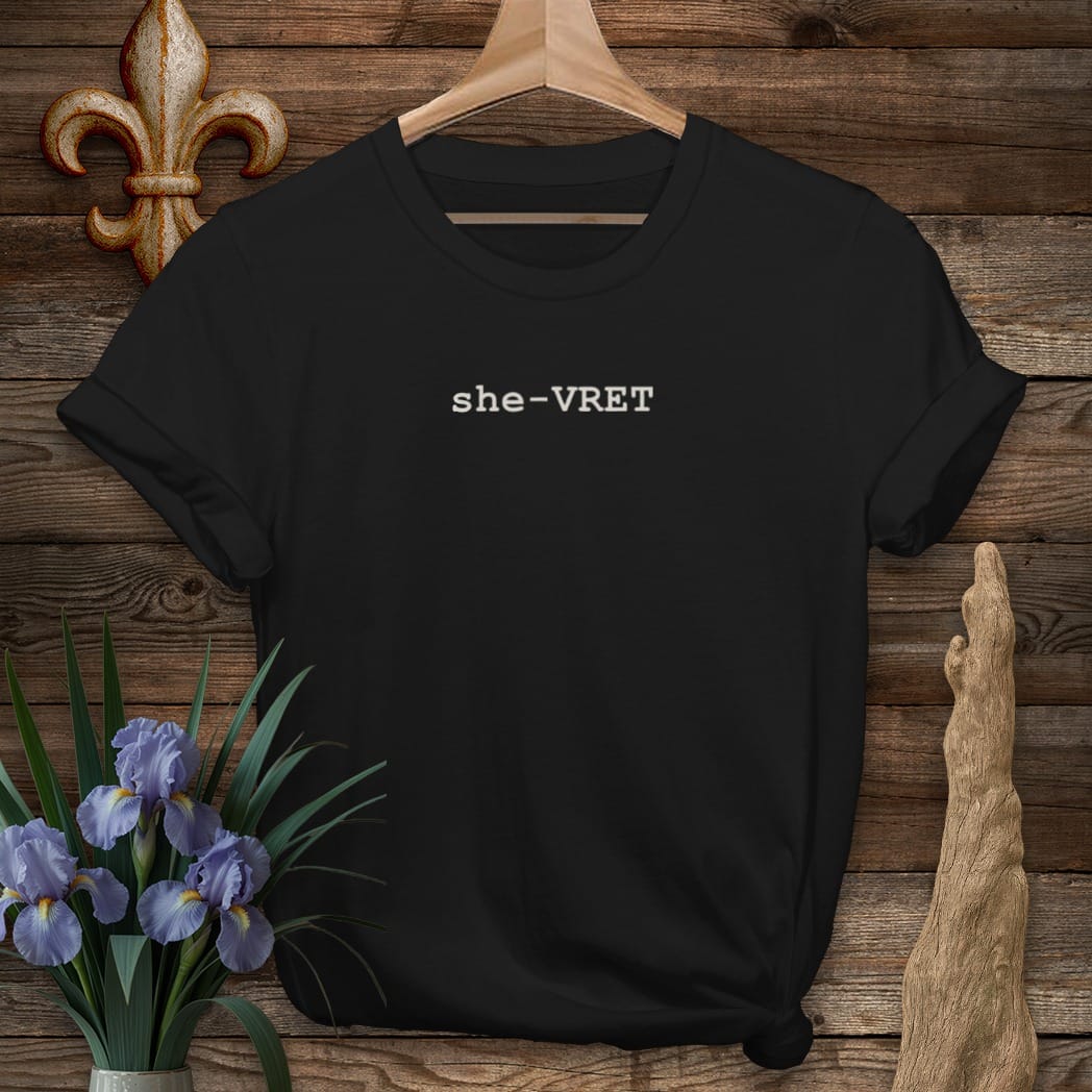 Black / S Louisiana Chevrette Pronunciation T-Shirt by Laissez Faire Wear