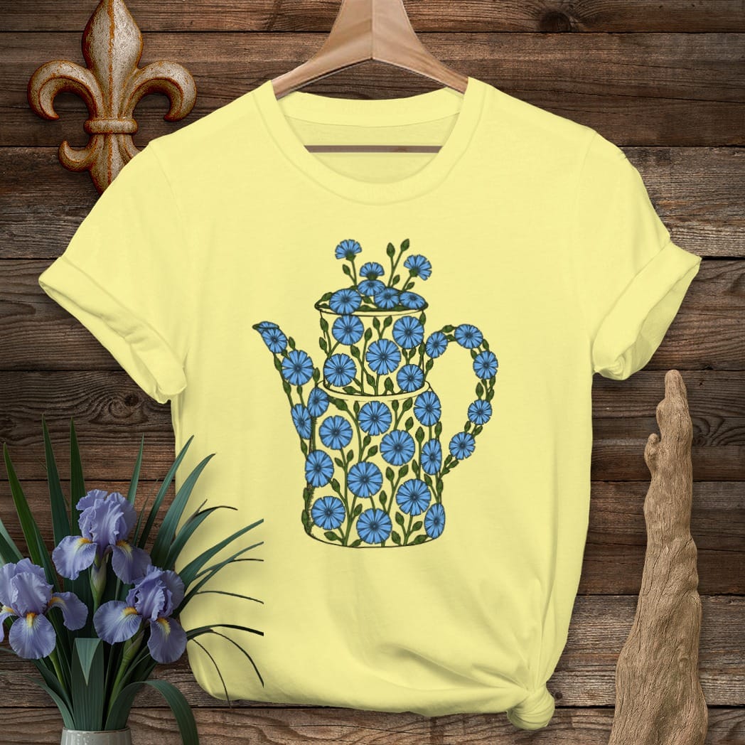 S / Cornsilk Louisiana Chicory Coffee Pot T-Shirt by Laissez Faire Wear