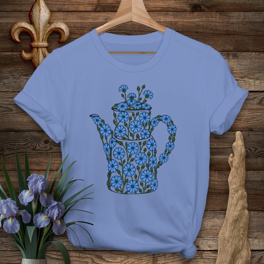 S / Iris Louisiana Chicory Coffee Pot T-Shirt by Laissez Faire Wear