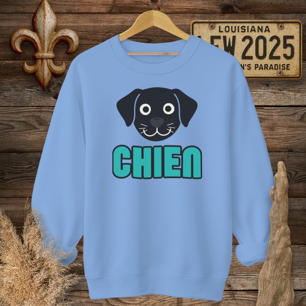 S / Carolina Blue Louisiana Chien (Dog) Sweatshirt by Laissez Faire Wear