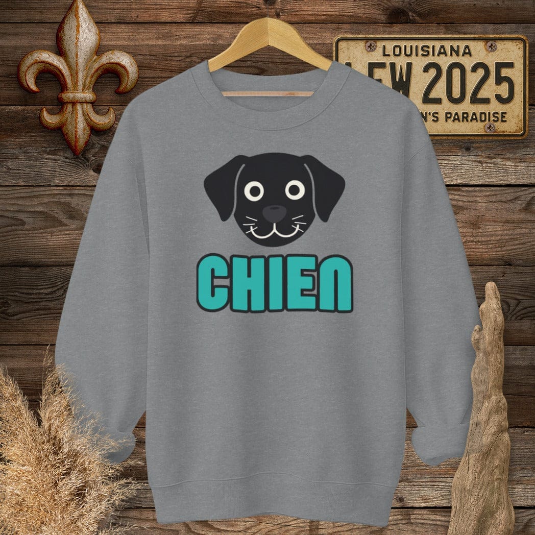 S / Graphite Heather Louisiana Chien (Dog) Sweatshirt by Laissez Faire Wear