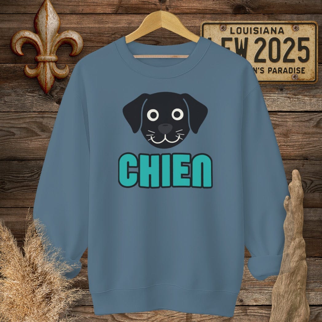 S / Indigo Blue Louisiana Chien (Dog) Sweatshirt by Laissez Faire Wear